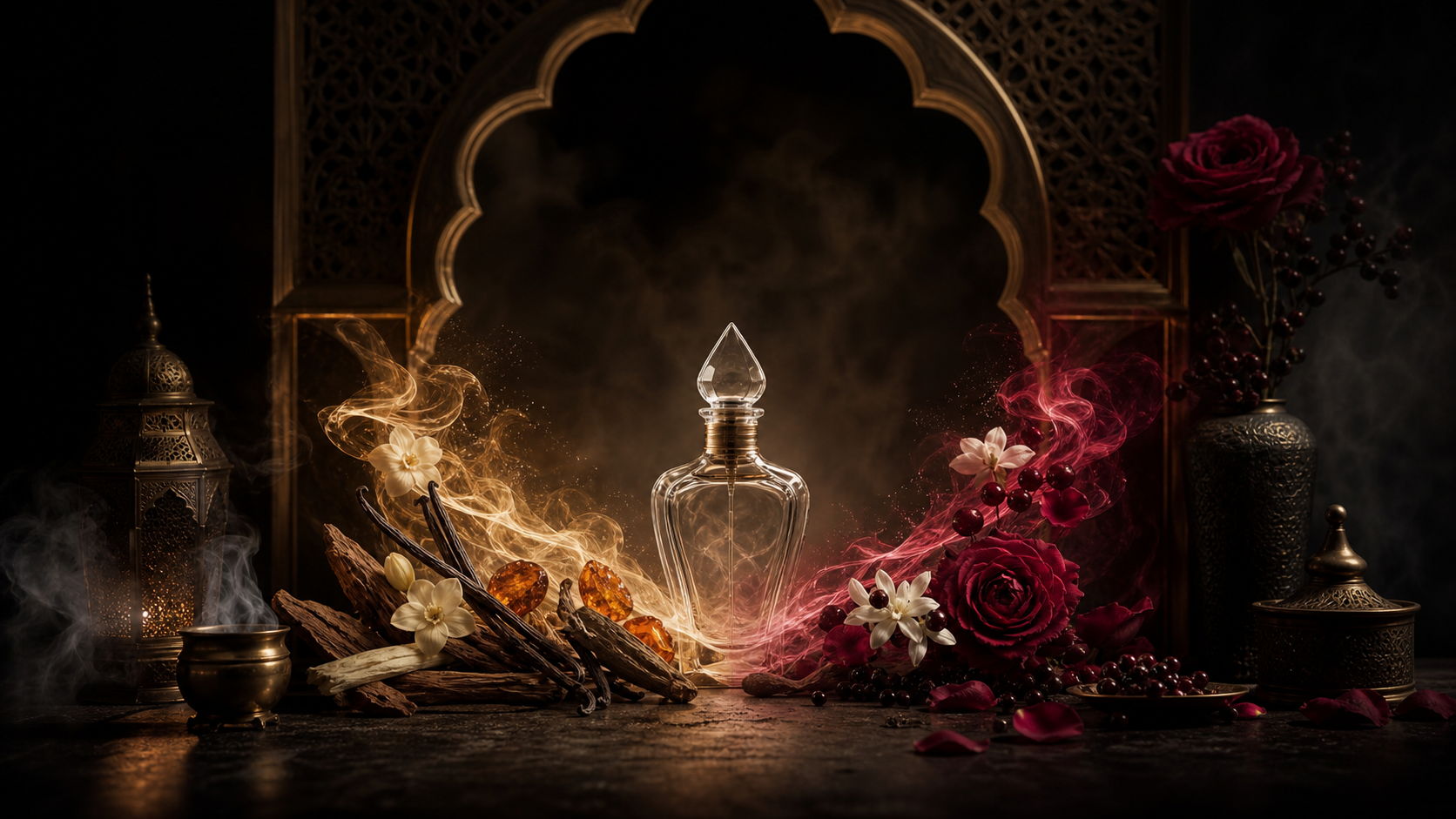 Dos estelas aromáticas de vainilla, maderas, frutos rojos y flores que representan la exploración de perfumes similares